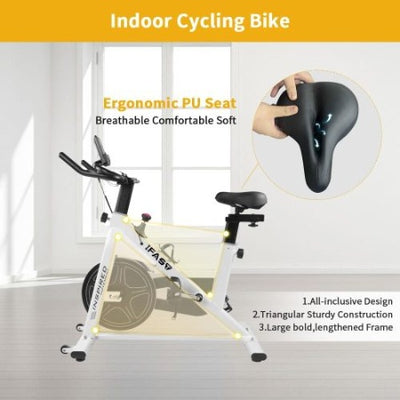 Indoor Exercise Bike With LCD Monitor And Comfortable Seat Cushion - Emadel Gym